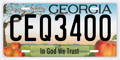 GA license plate CEQ3400