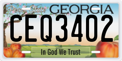 GA license plate CEQ3402