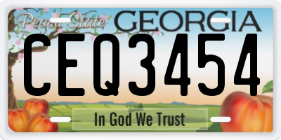 GA license plate CEQ3454