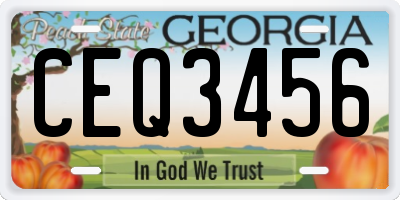 GA license plate CEQ3456