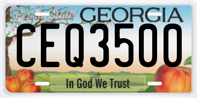 GA license plate CEQ3500