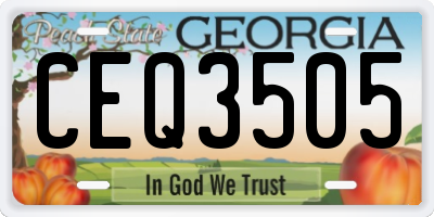 GA license plate CEQ3505