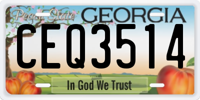 GA license plate CEQ3514