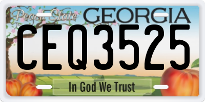 GA license plate CEQ3525