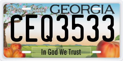 GA license plate CEQ3533