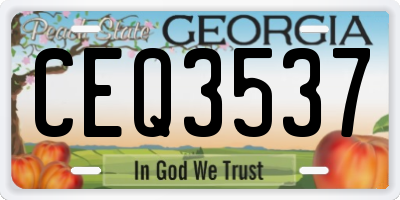 GA license plate CEQ3537