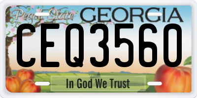 GA license plate CEQ3560