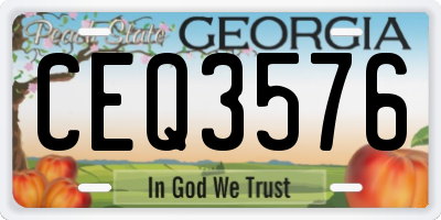 GA license plate CEQ3576