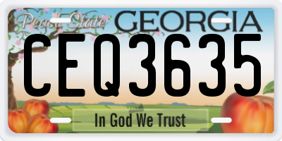 GA license plate CEQ3635