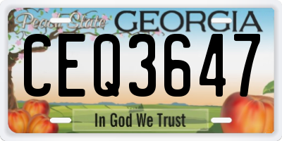 GA license plate CEQ3647