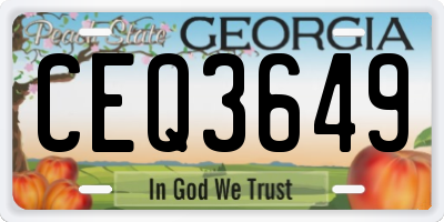 GA license plate CEQ3649