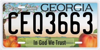 GA license plate CEQ3663