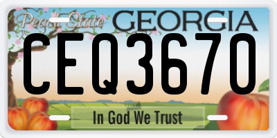 GA license plate CEQ3670