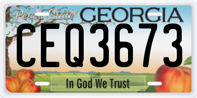 GA license plate CEQ3673