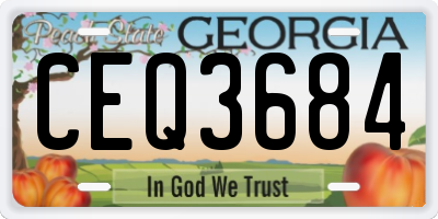 GA license plate CEQ3684