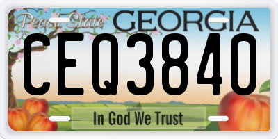 GA license plate CEQ3840