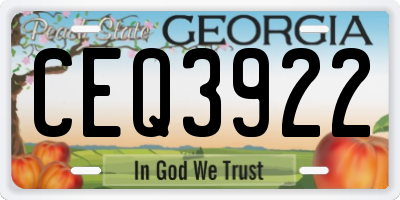 GA license plate CEQ3922
