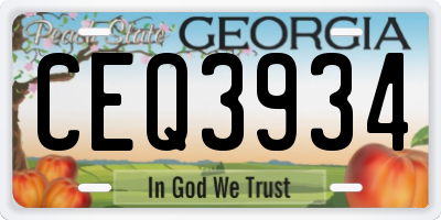 GA license plate CEQ3934