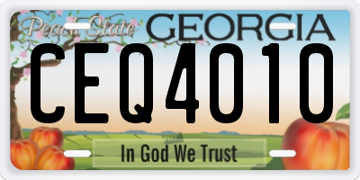 GA license plate CEQ4010