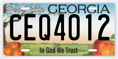 GA license plate CEQ4012