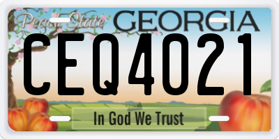 GA license plate CEQ4021