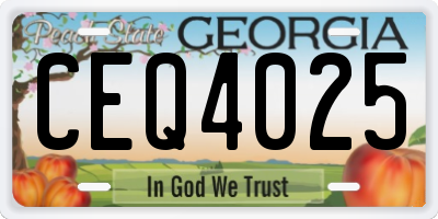 GA license plate CEQ4025