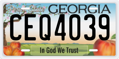 GA license plate CEQ4039