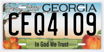 GA license plate CEQ4109