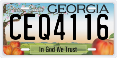 GA license plate CEQ4116