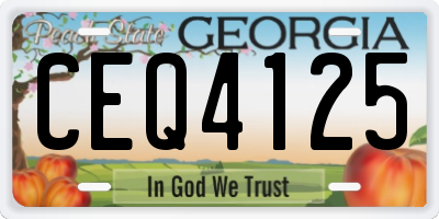 GA license plate CEQ4125