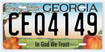 GA license plate CEQ4149