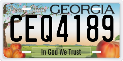 GA license plate CEQ4189