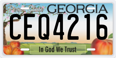 GA license plate CEQ4216
