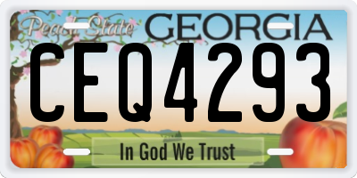 GA license plate CEQ4293