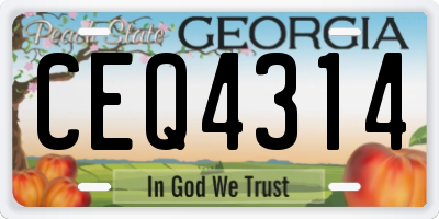 GA license plate CEQ4314