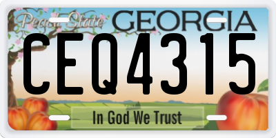 GA license plate CEQ4315