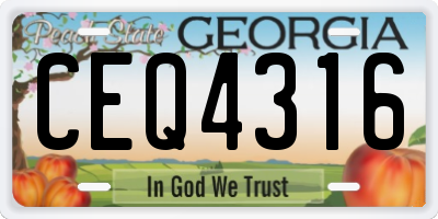 GA license plate CEQ4316