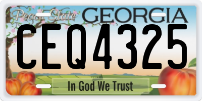GA license plate CEQ4325