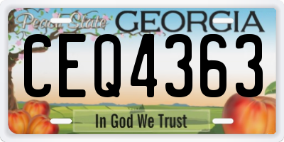 GA license plate CEQ4363