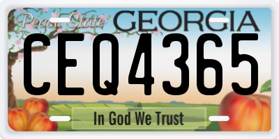 GA license plate CEQ4365