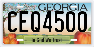GA license plate CEQ4500
