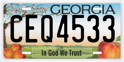 GA license plate CEQ4533