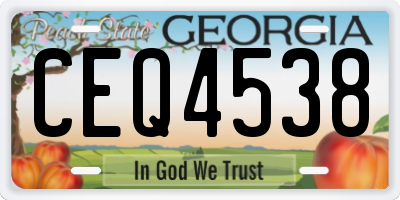 GA license plate CEQ4538