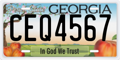 GA license plate CEQ4567