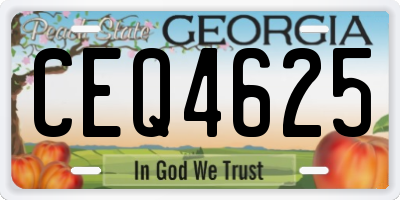 GA license plate CEQ4625