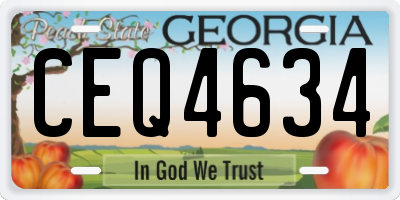 GA license plate CEQ4634