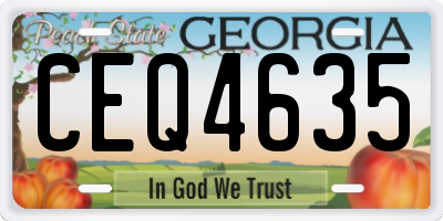 GA license plate CEQ4635