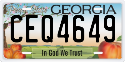 GA license plate CEQ4649