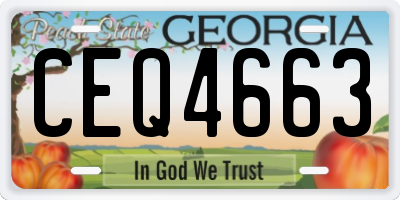 GA license plate CEQ4663