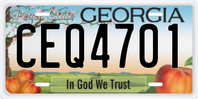 GA license plate CEQ4701